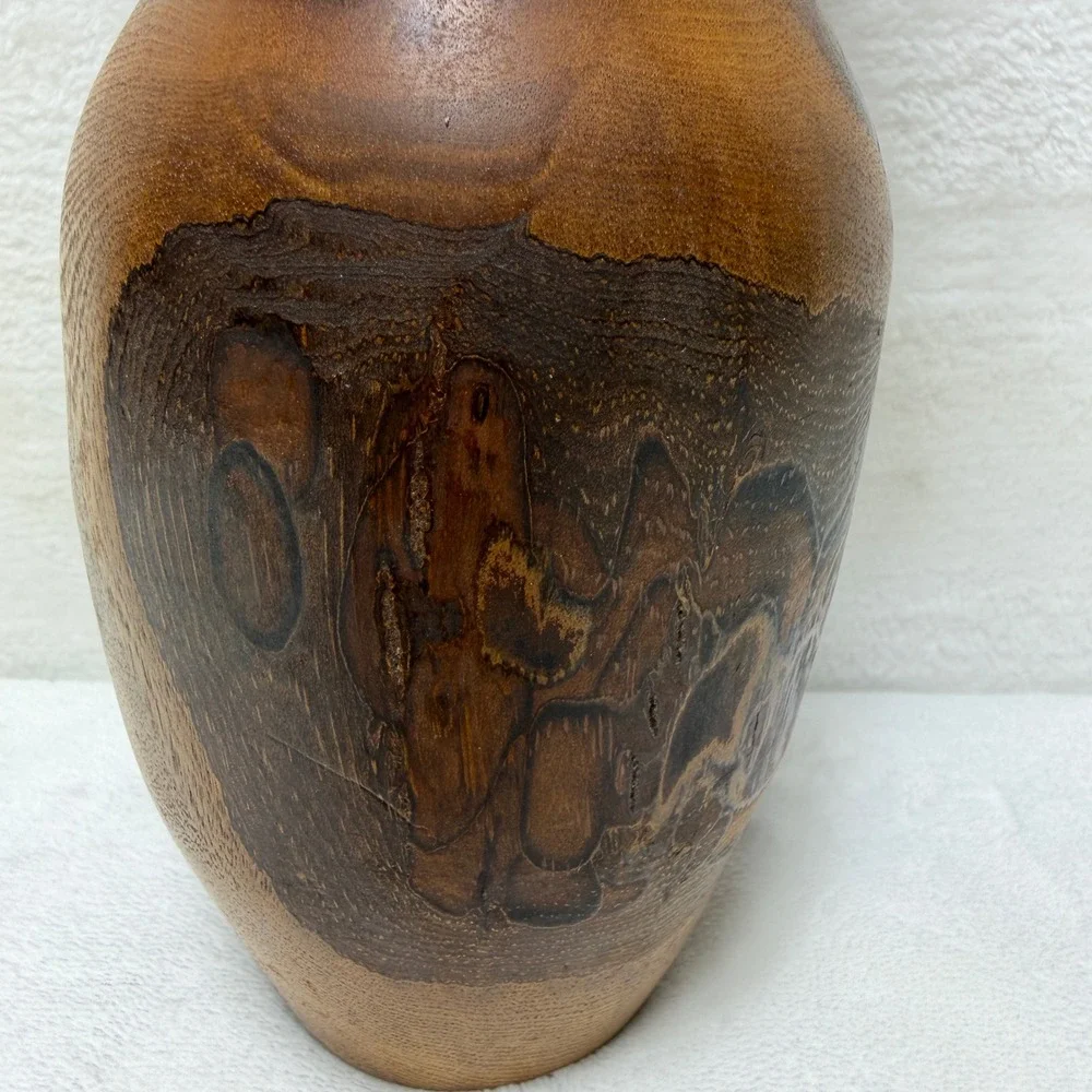Handcrafted Russian Olive Wood Natual Burl Pattern Vase Rustic Farmhouse Decor